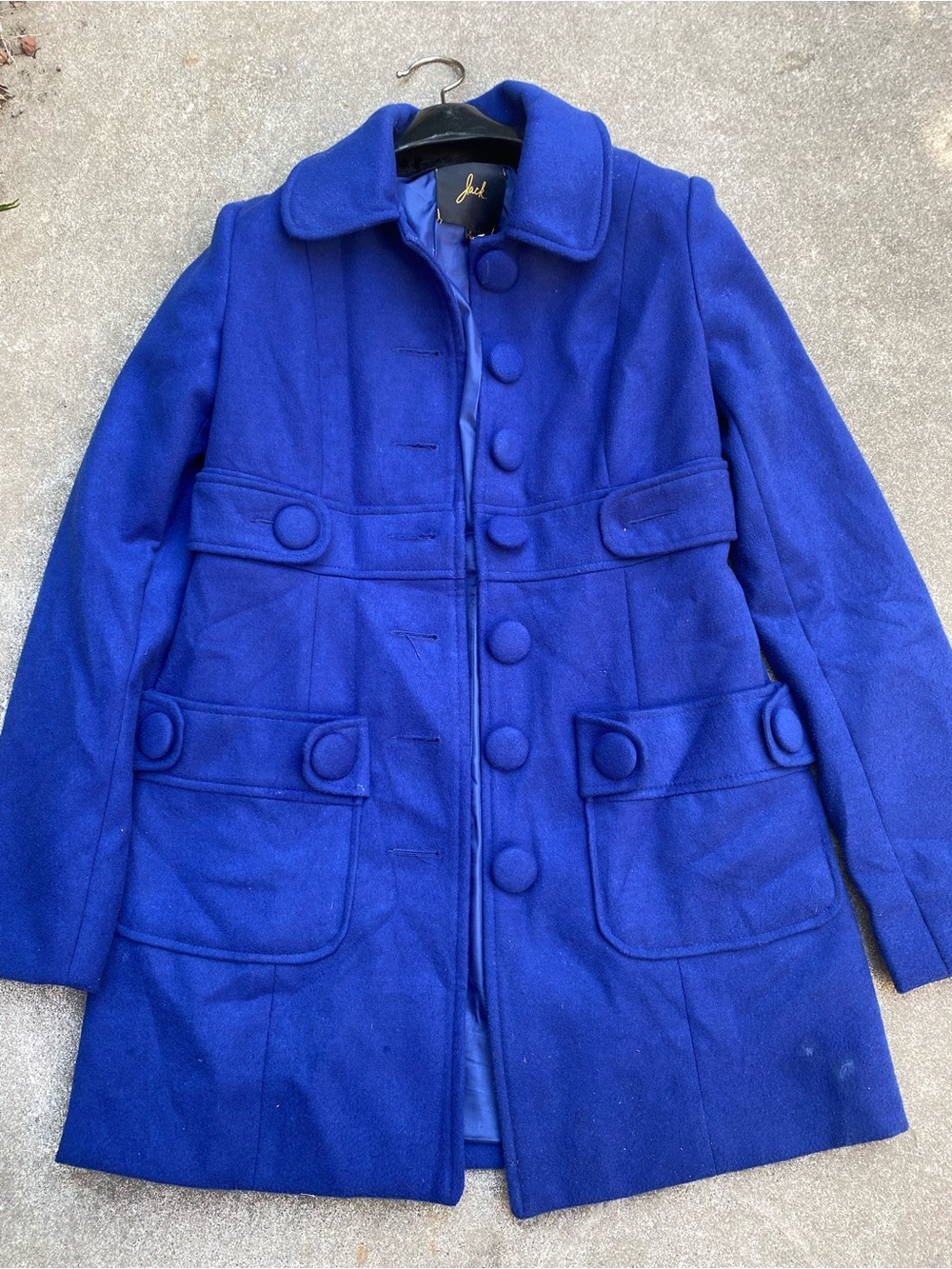Jack by BB Dakota Royal Blue Button Front Peacoat Jacket Coat Size Small